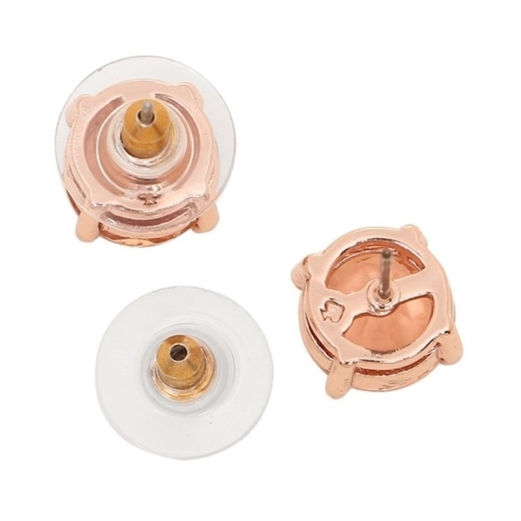 KATE SPADE • Peach Crystal Gumdrop Stud Rose Gold Earrings - Picture 3 of 8